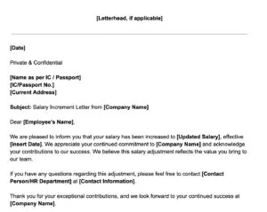 salary increment letter snippet